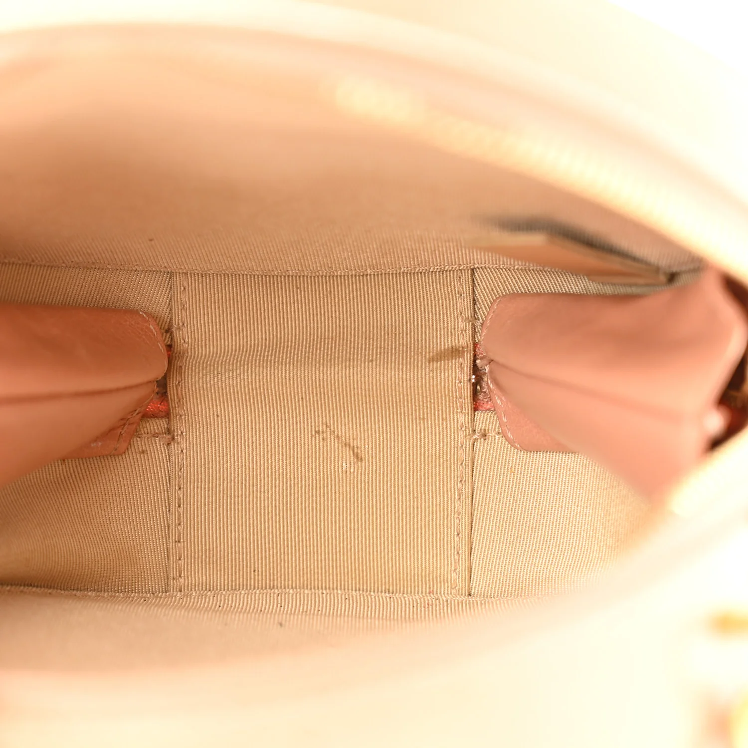 Glazed Calfskin Round As Earth Evening Bag Beige - Image 5