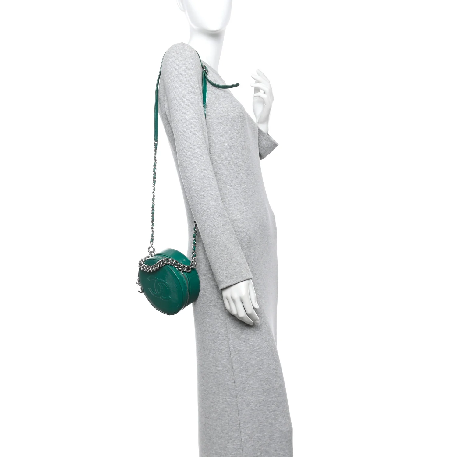 Glazed Calfskin Round As Earth Evening Bag Green - Image 2