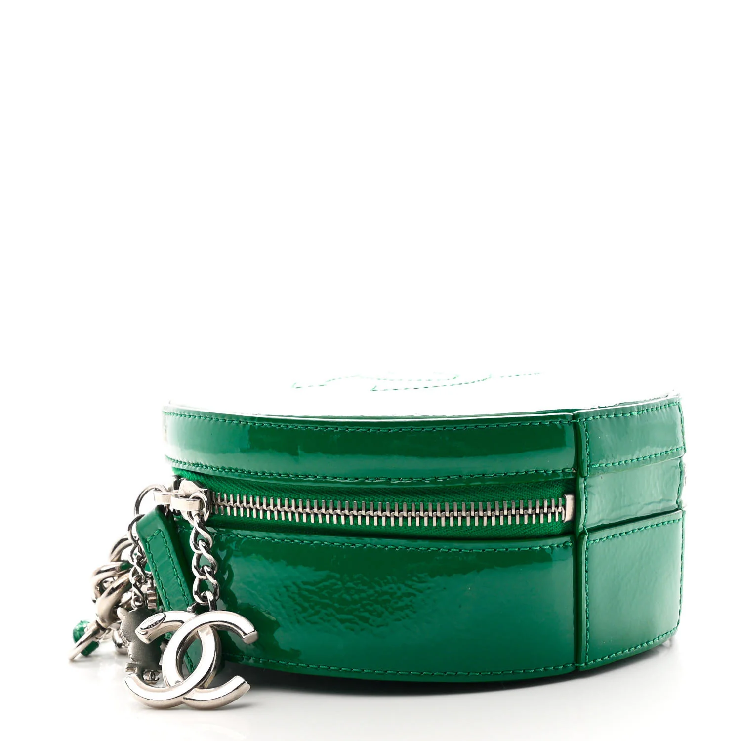 Glazed Calfskin Round As Earth Evening Bag Green - Image 4