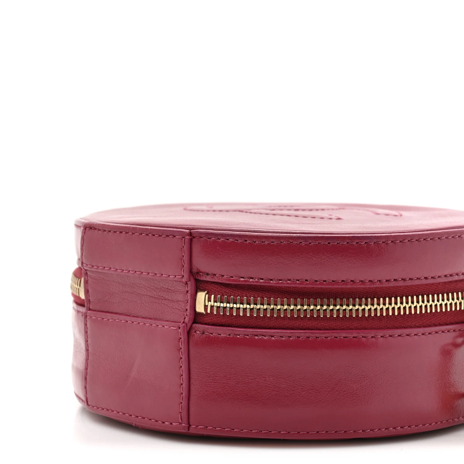 Glazed Calfskin Round As Earth Evening Bag Rouge - Image 9