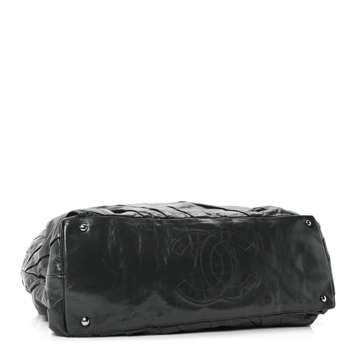 Glazed Calfskin Twisted Bowling Bag Grey - Image 3