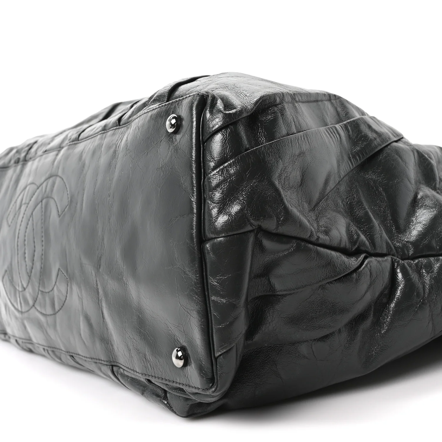Glazed Calfskin Twisted Bowling Bag Grey - Image 9