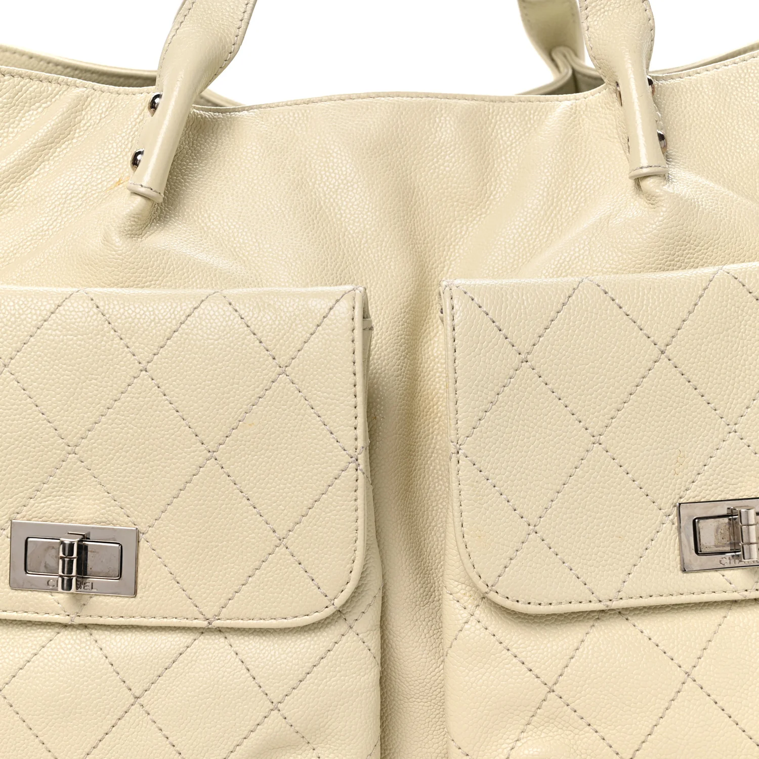 Glazed Caviar Reissue Double Pocket In the City Tote White - Image 8