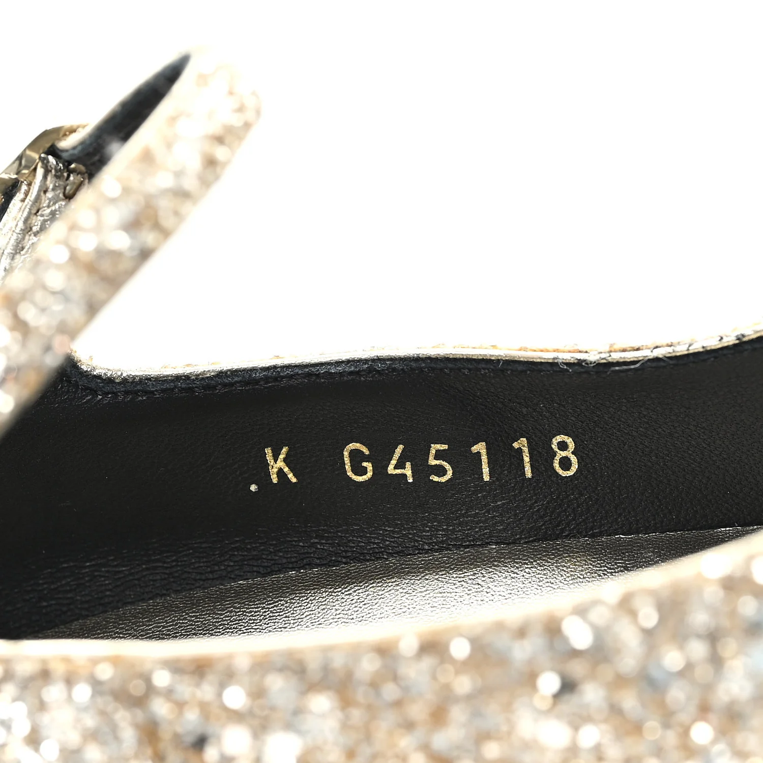 Glitter Lambskin Cap Toe CC Mary Jane Pumps 37.5 Light Gold Black - Image 7
