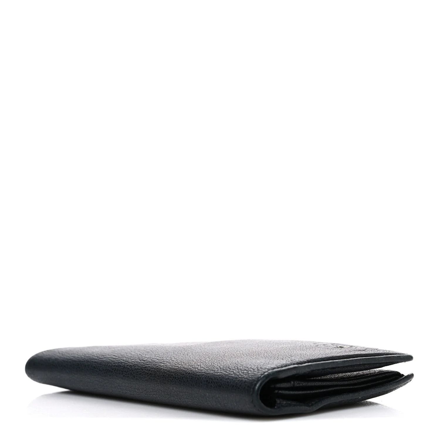Goatskin Camellia Embossed Yen Wallet Black - Image 4