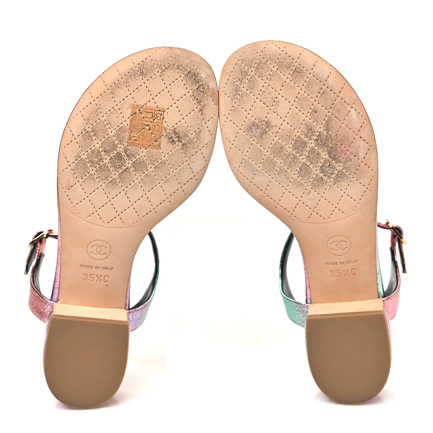Goatskin Fantasy CC Pearl Thong Sandals 35.5 Multicolor - Image 6