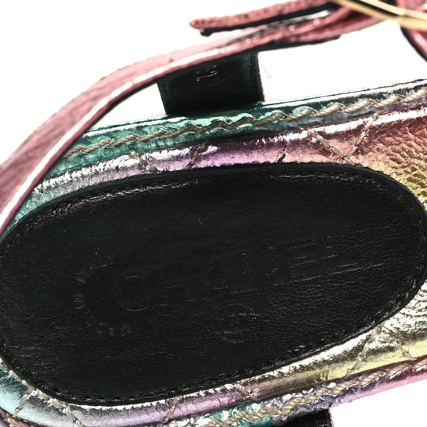 Goatskin Fantasy CC Pearl Thong Sandals 35.5 Multicolor - Image 8