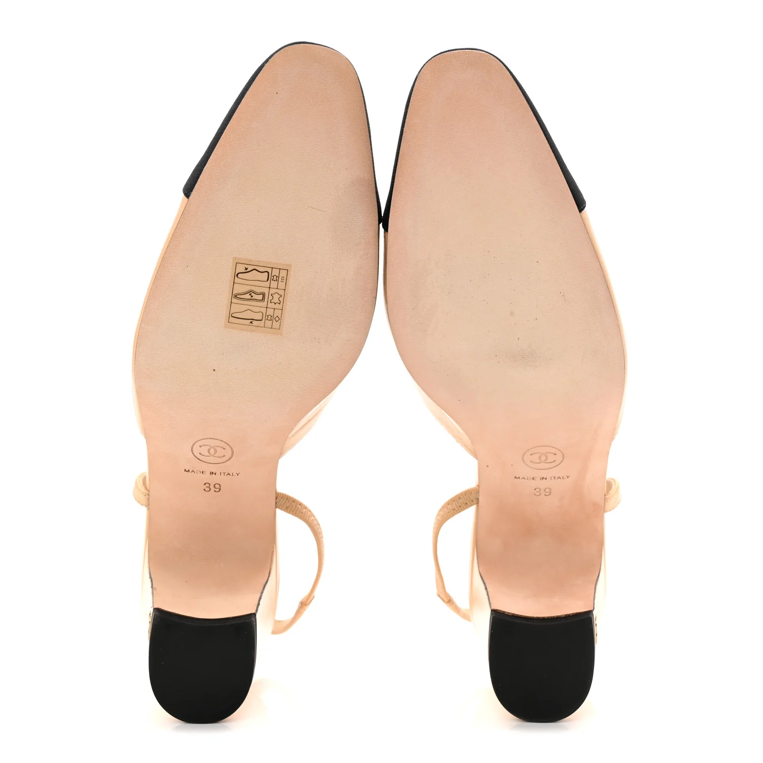 Goatskin Grosgrain Cap Toe CC Slingback Pumps 39 Beige Black - Image 6