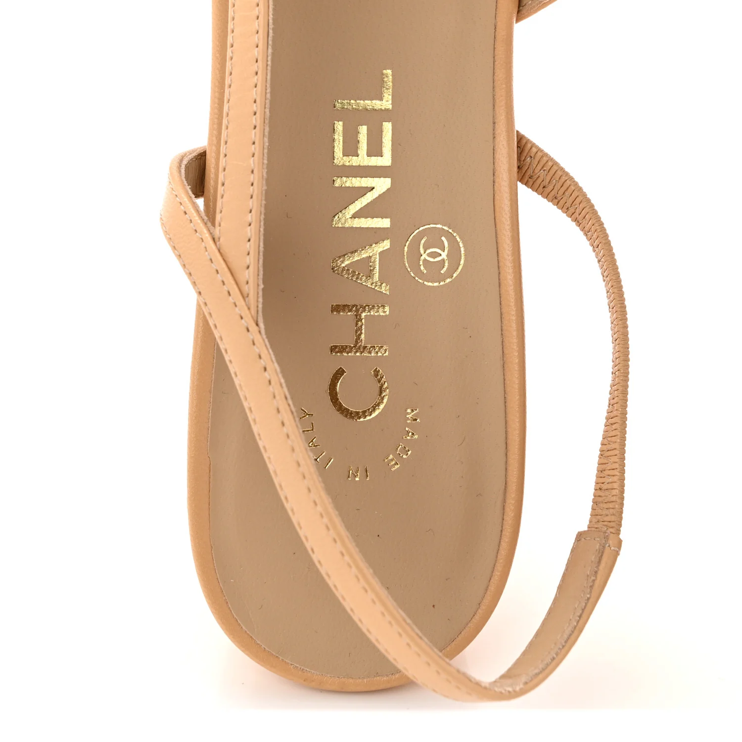 Goatskin Grosgrain Cap Toe CC Slingback Pumps 39 Beige Black - Image 8