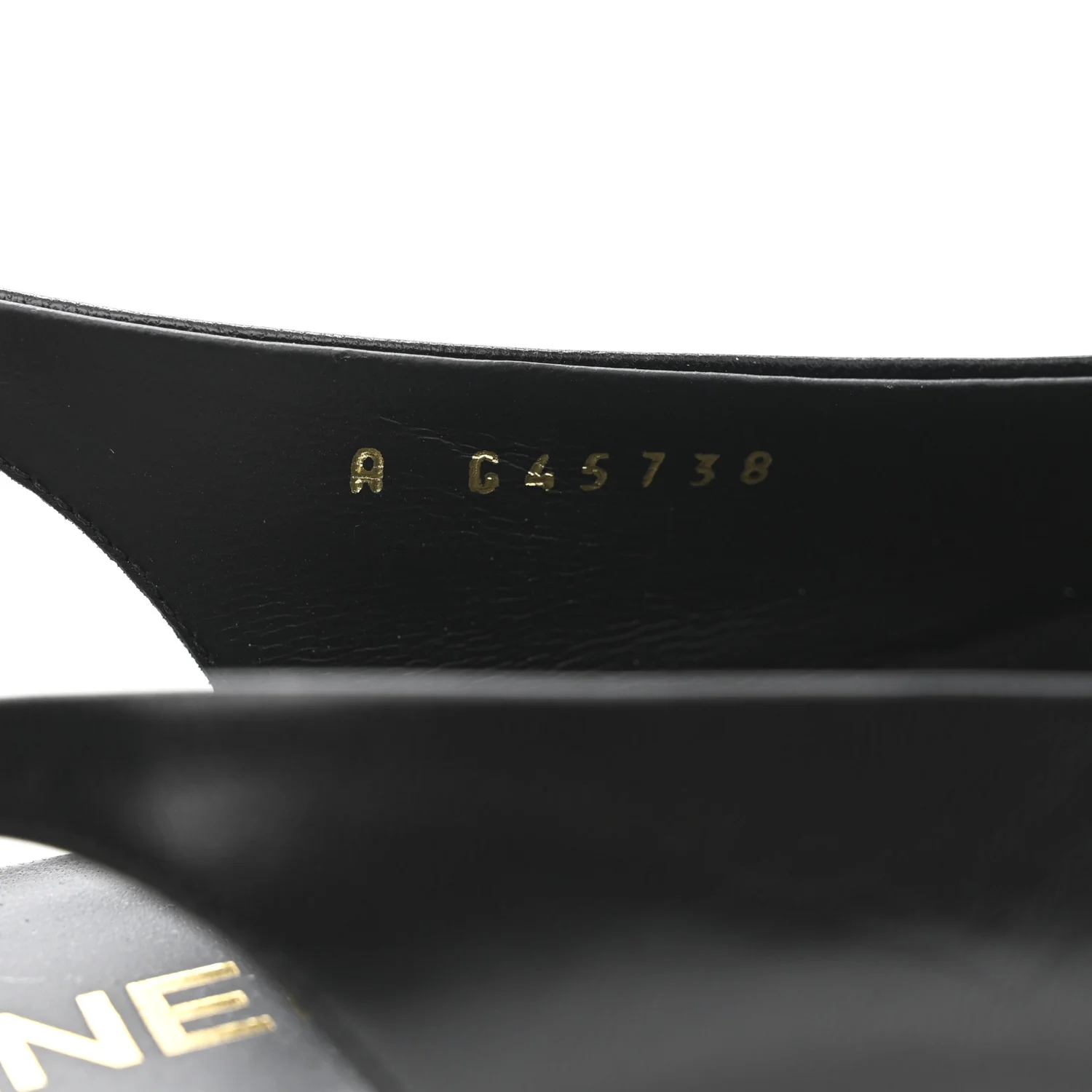 Goatskin Grosgrain Pointed Toe CC Slingback Flats 37 Black - Image 9
