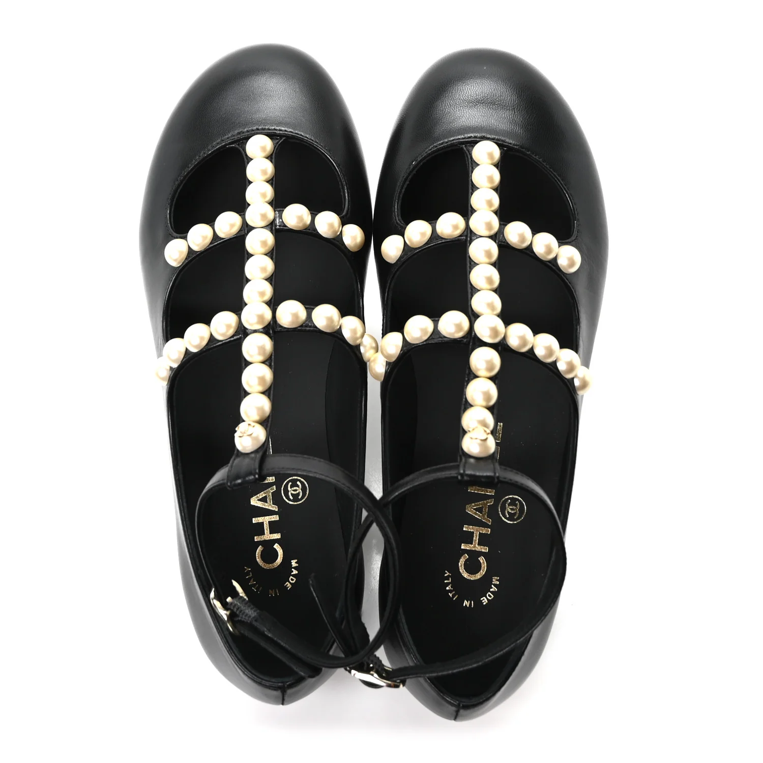 Goatskin Pearl Mary Janes Flats 35 Black - Image 2