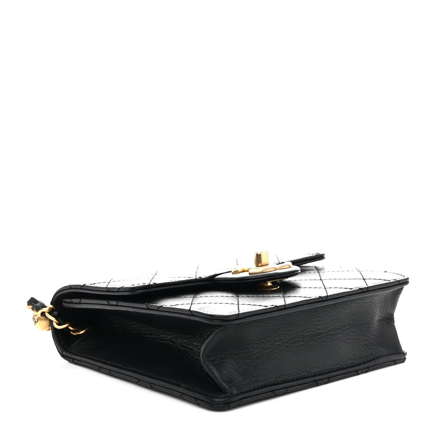 Goatskin Quilted Chic Pearls Flap Black - Image 4