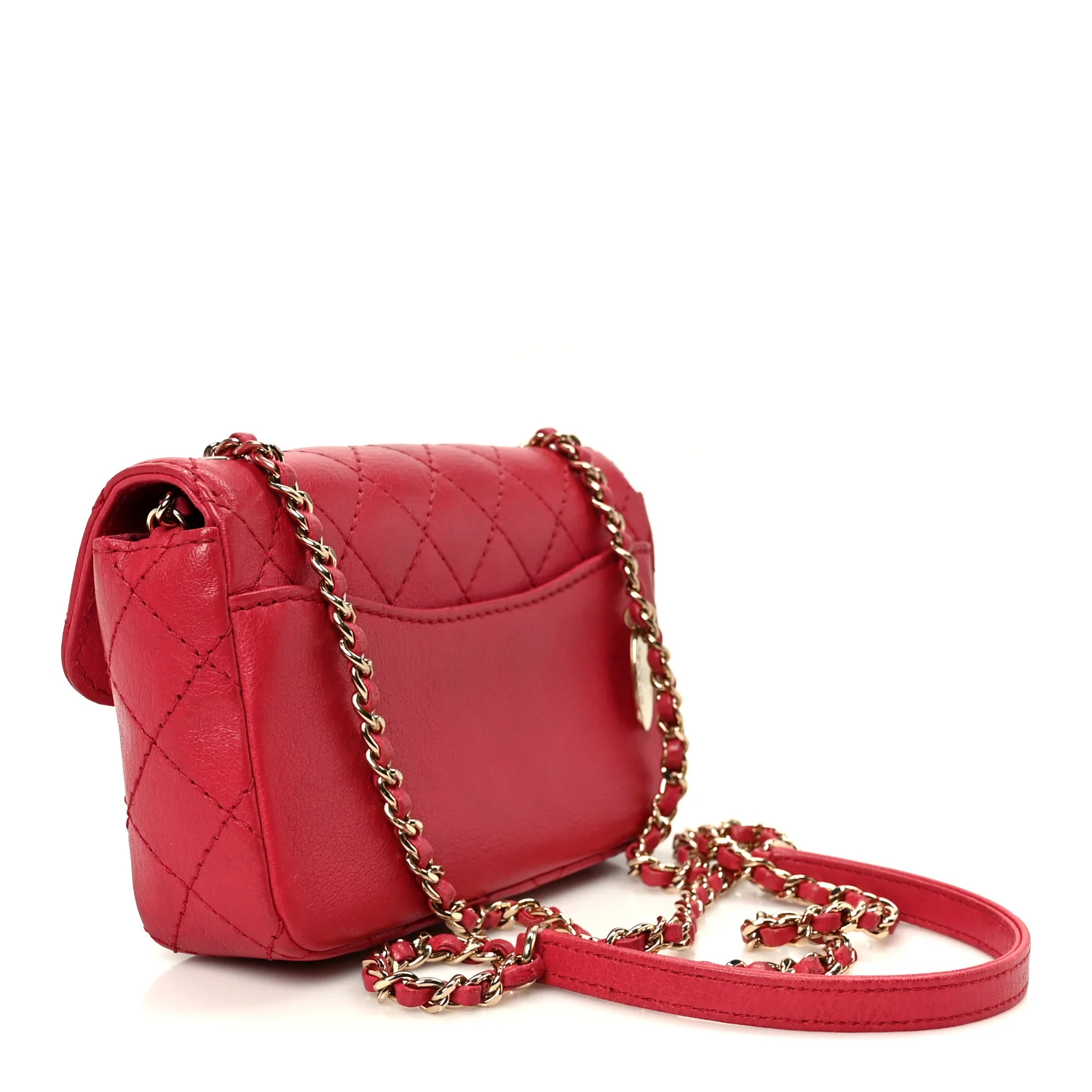 Goatskin Quilted Coco Curve Flap Messenger Flap Red - Image 3