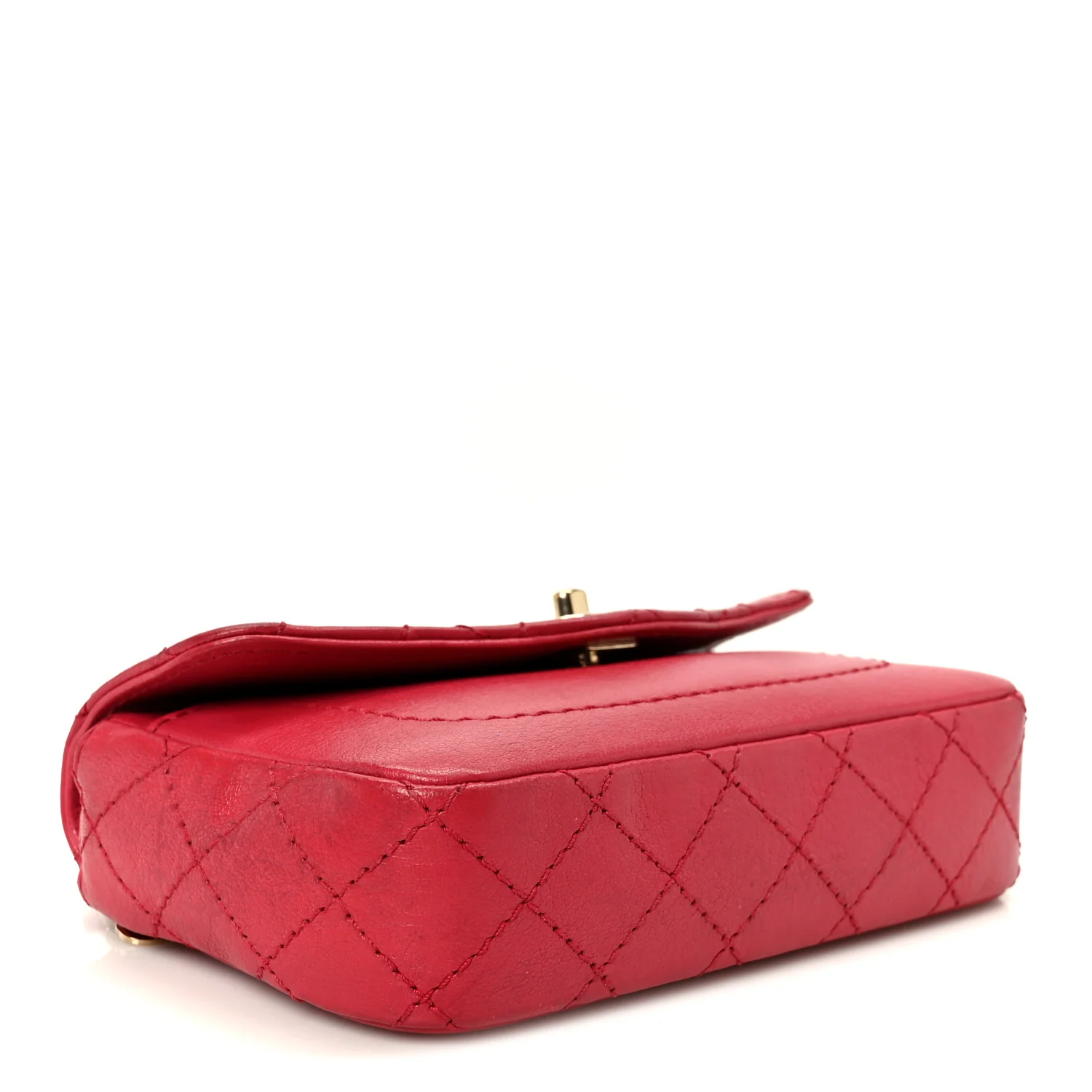 Goatskin Quilted Coco Curve Flap Messenger Flap Red - Image 4