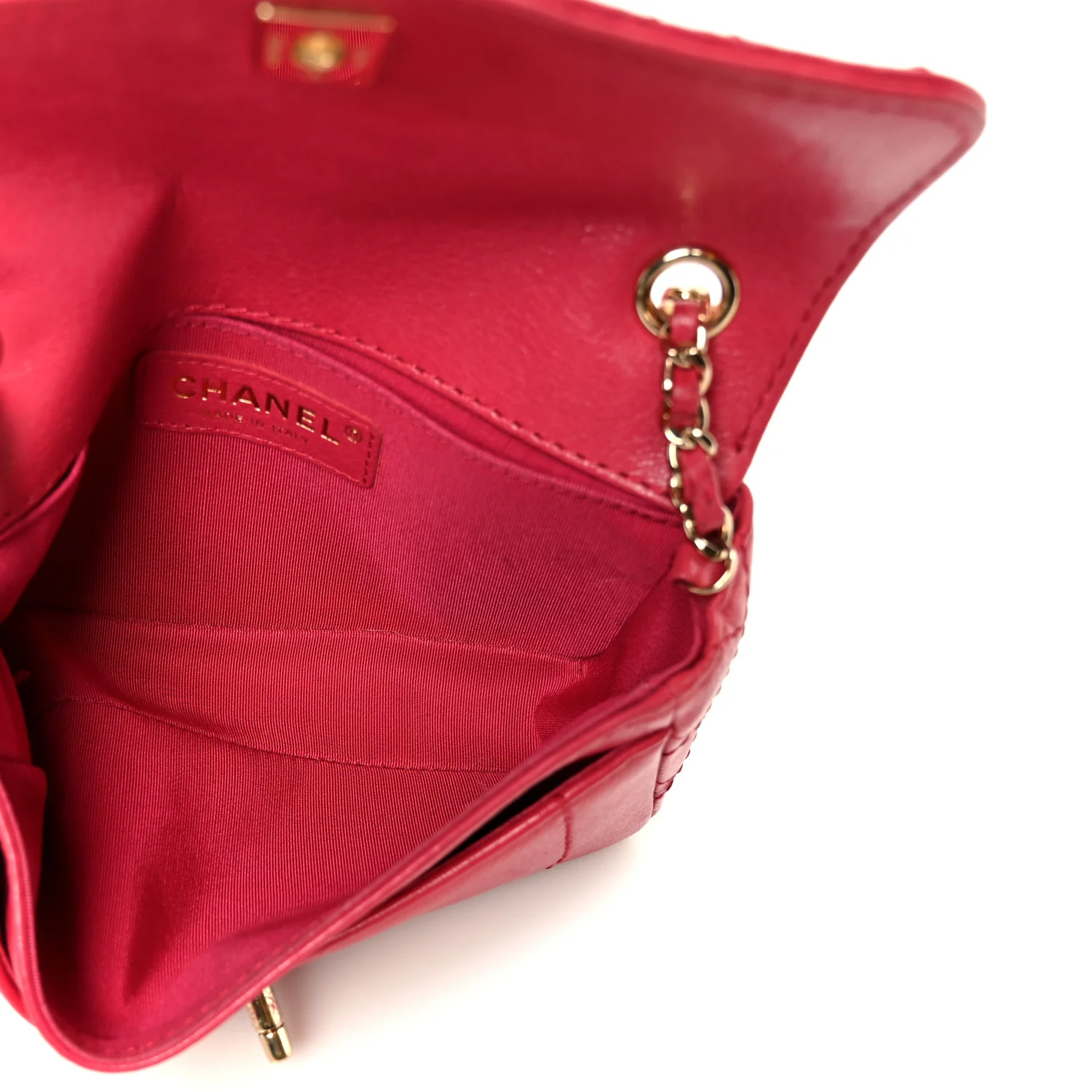 Goatskin Quilted Coco Curve Flap Messenger Flap Red - Image 5