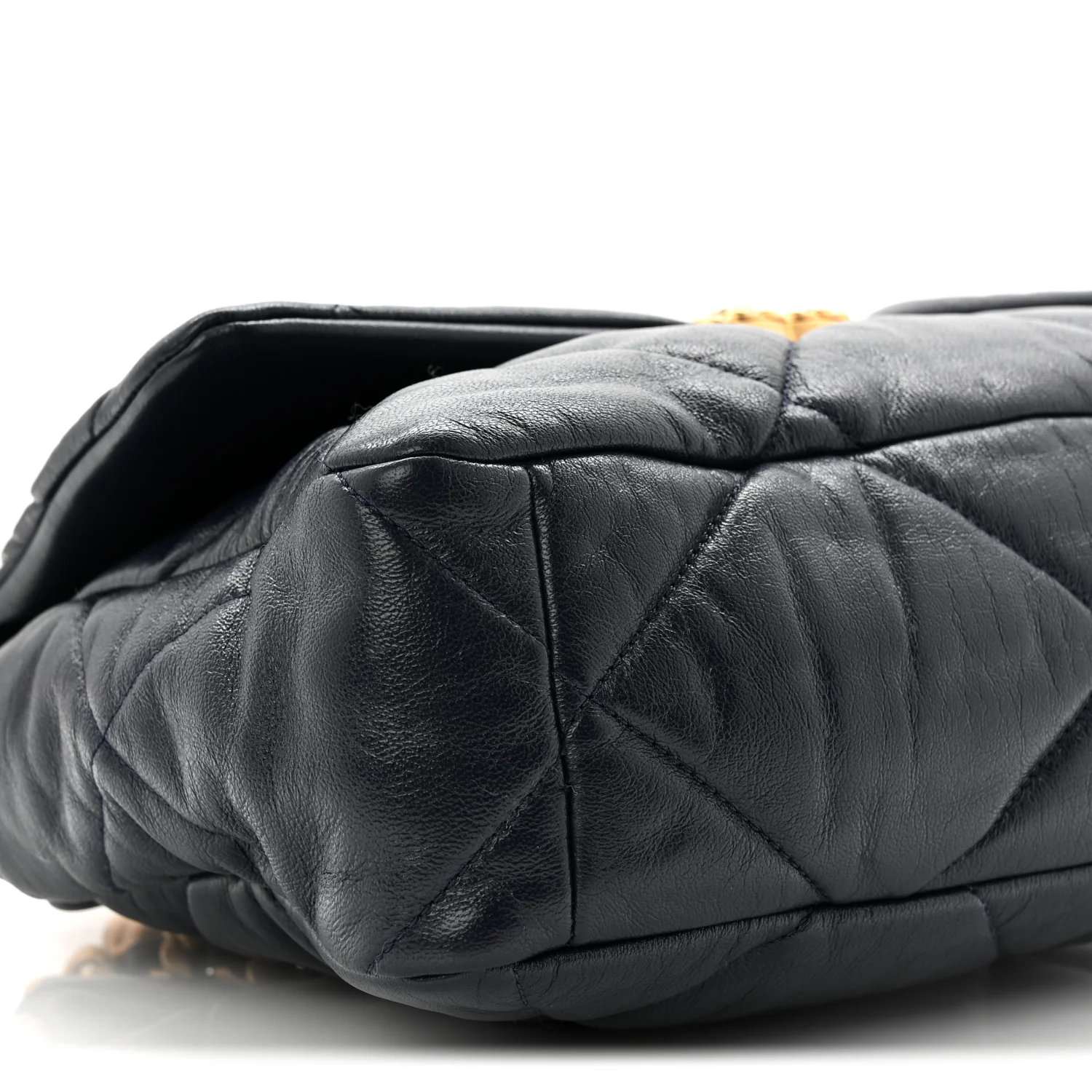 Goatskin Quilted Large Chanel 19 Flap Navy Blue - Image 9