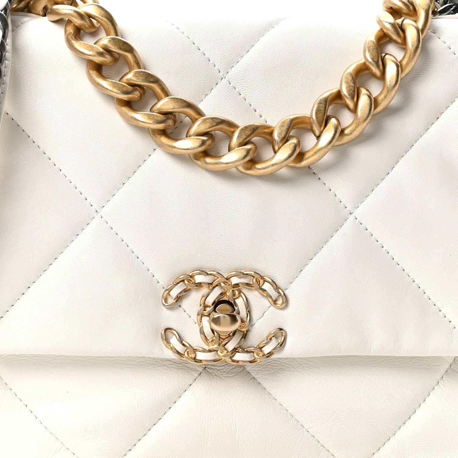 Goatskin Quilted Large Chanel 19 Flap White - Image 15