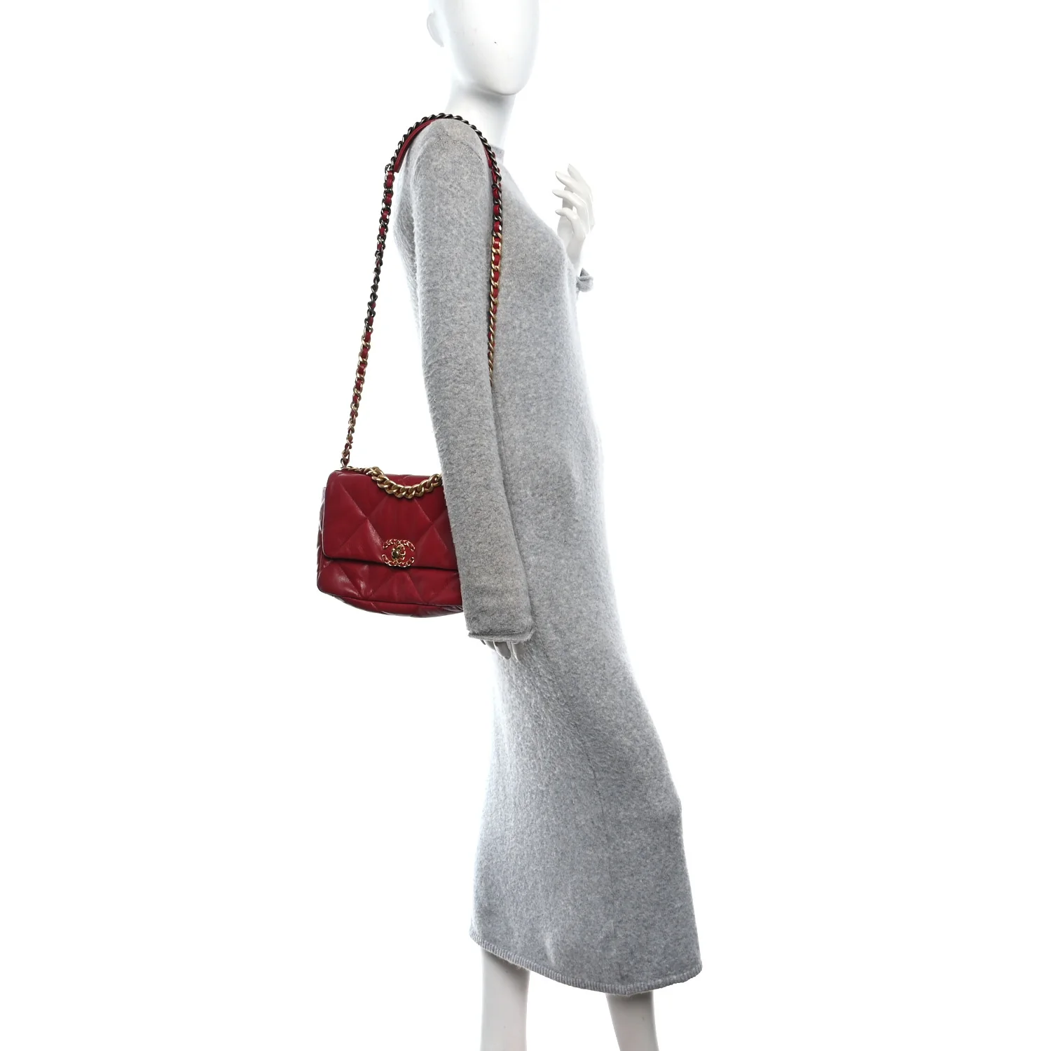 Goatskin Quilted Medium Chanel 19 Flap Red - Image 2