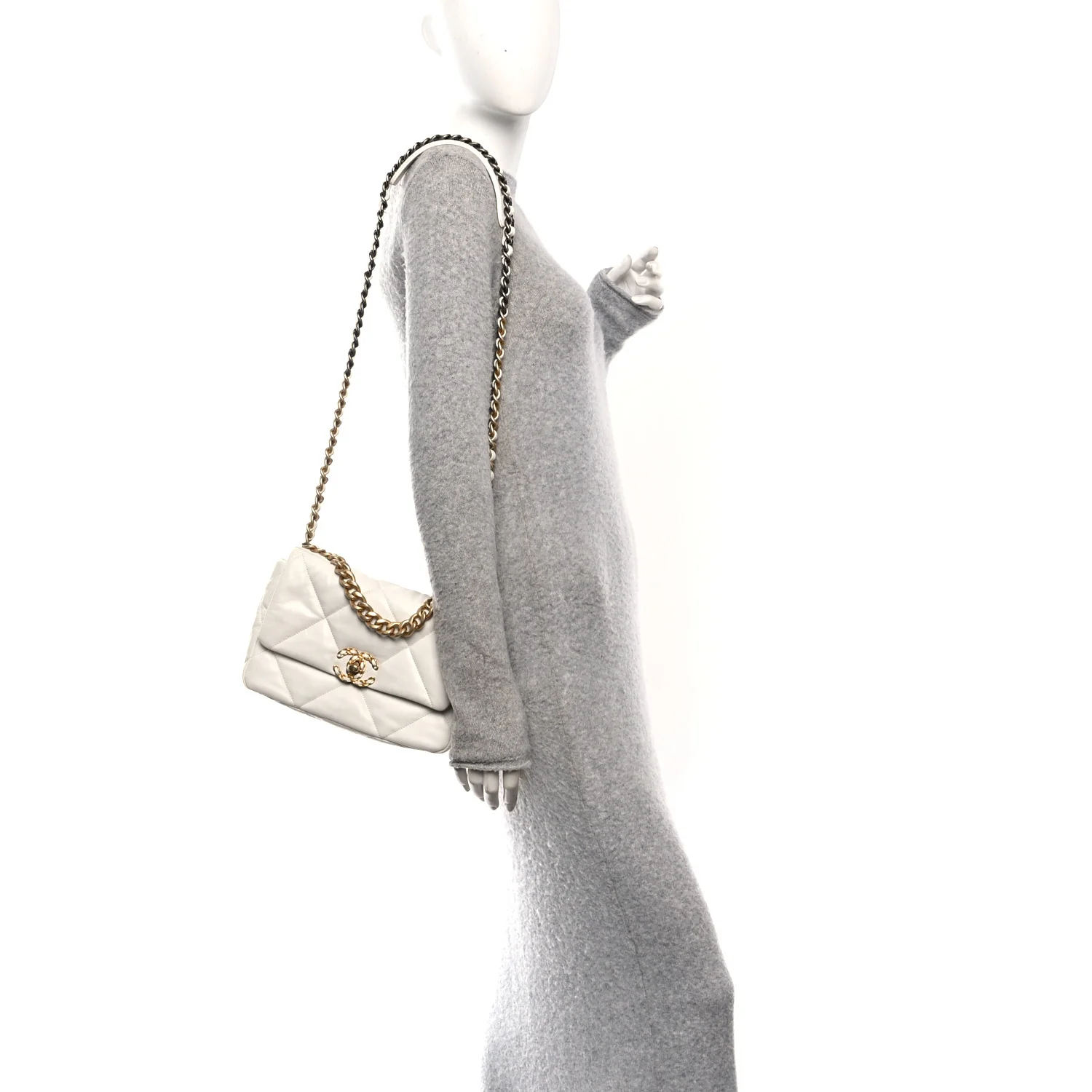 Goatskin Quilted Medium Chanel 19 Flap White - Image 2