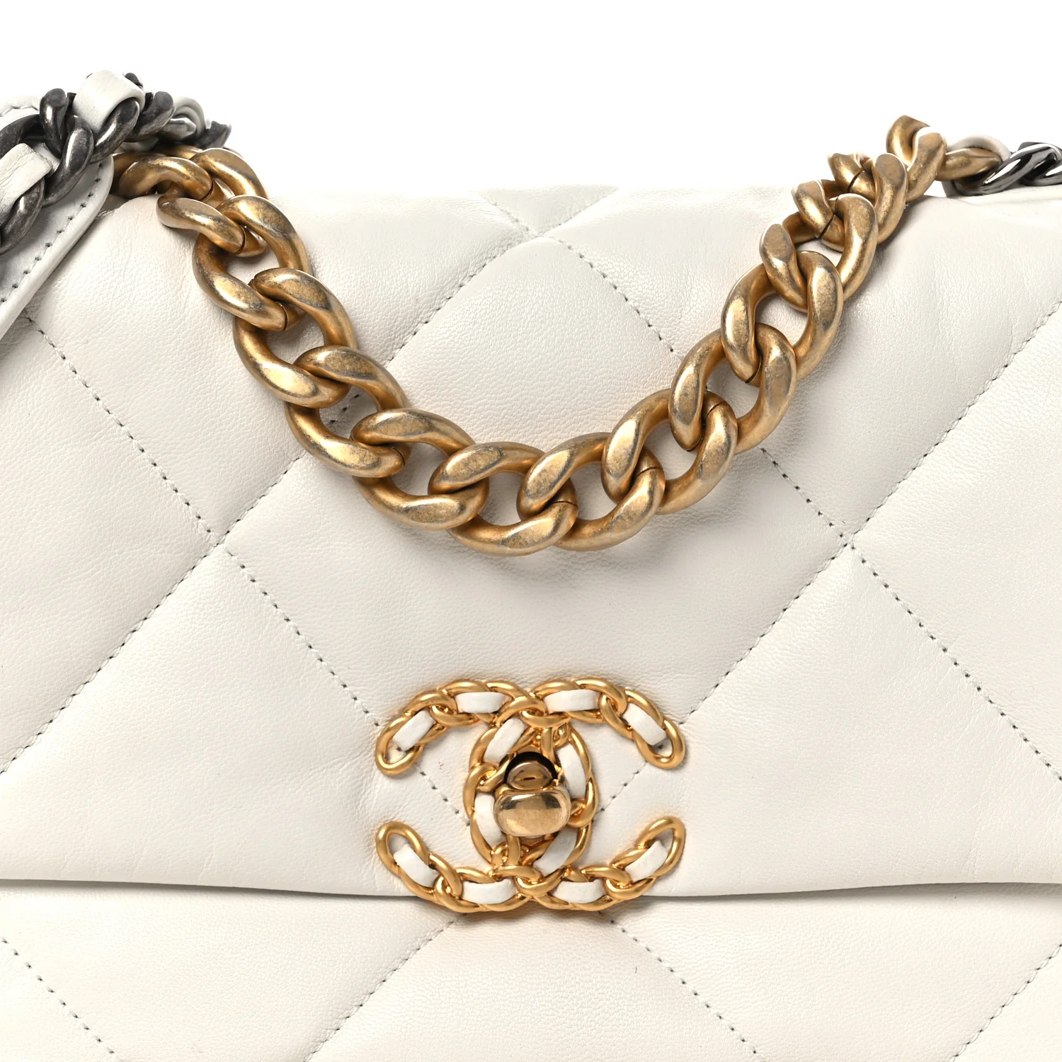 Goatskin Quilted Medium Chanel 19 Flap White - Image 8