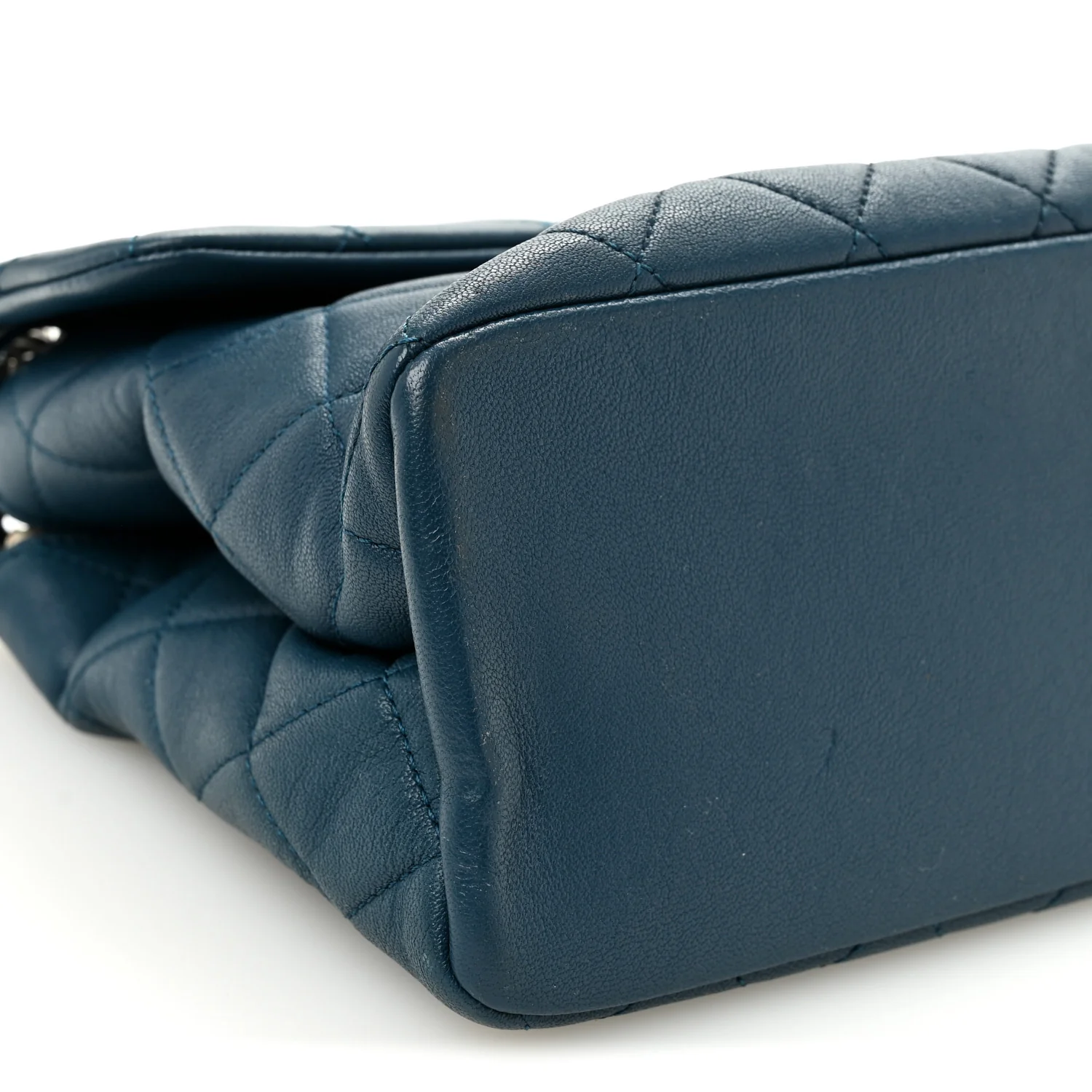 Goatskin Quilted Medium Flap Blue - Image 9
