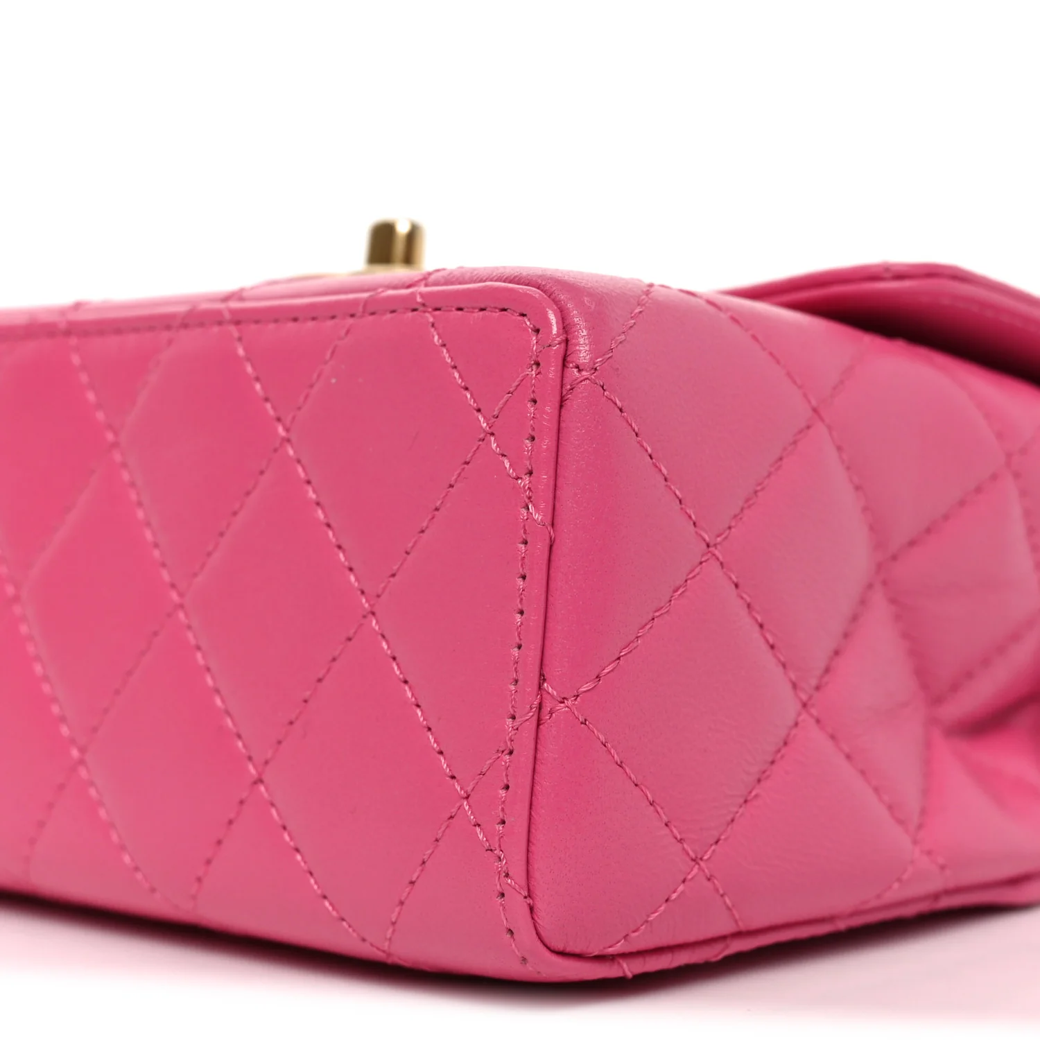 Goatskin Quilted Mini Square Flap Pink - Image 10