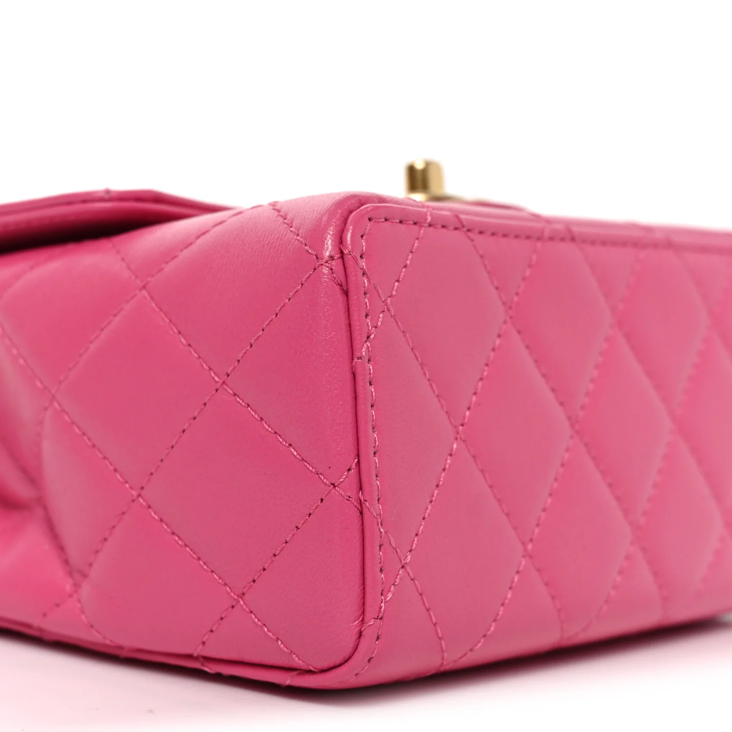 Goatskin Quilted Mini Square Flap Pink - Image 9