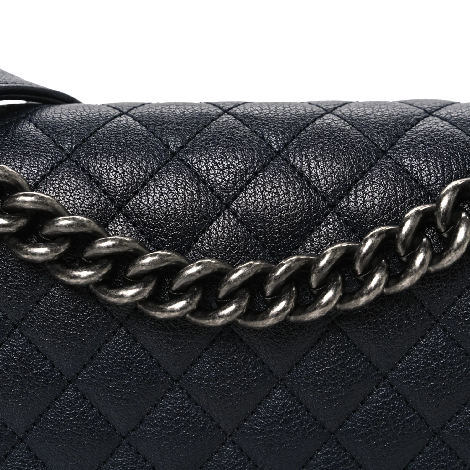 Goatskin Quilted Patent Medium Duo Boy Flap Black - Image 8