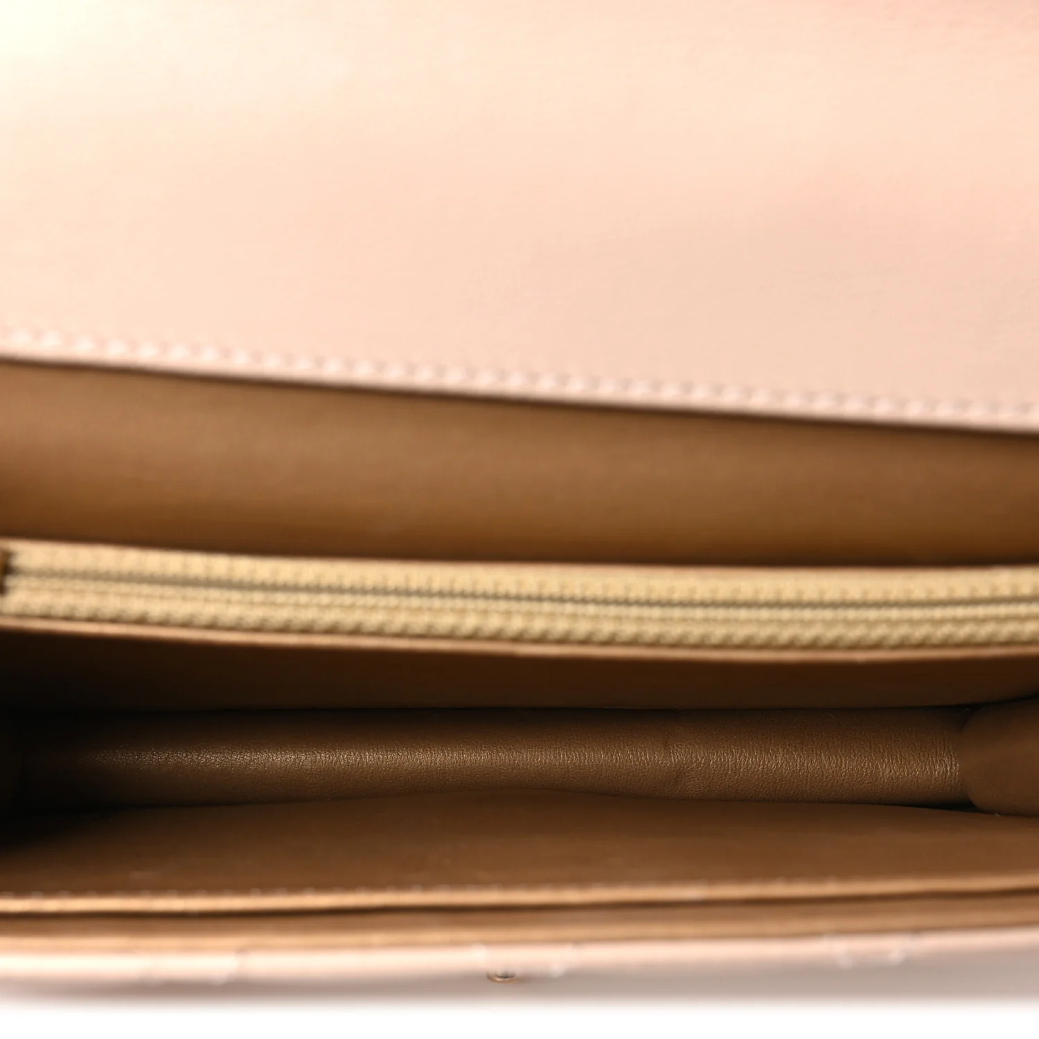 Goatskin Quilted Small Chic Pearls Flap Beige - Image 9