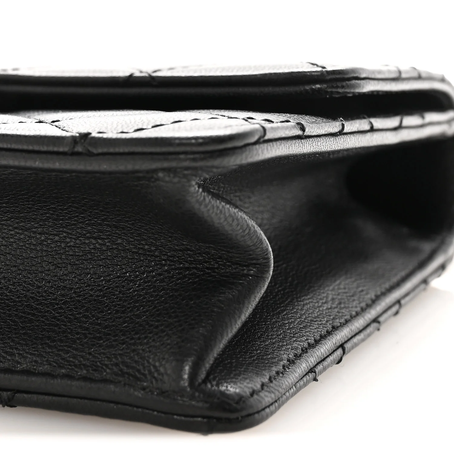 Goatskin Quilted Small Chic Pearls Flap Black - Image 10