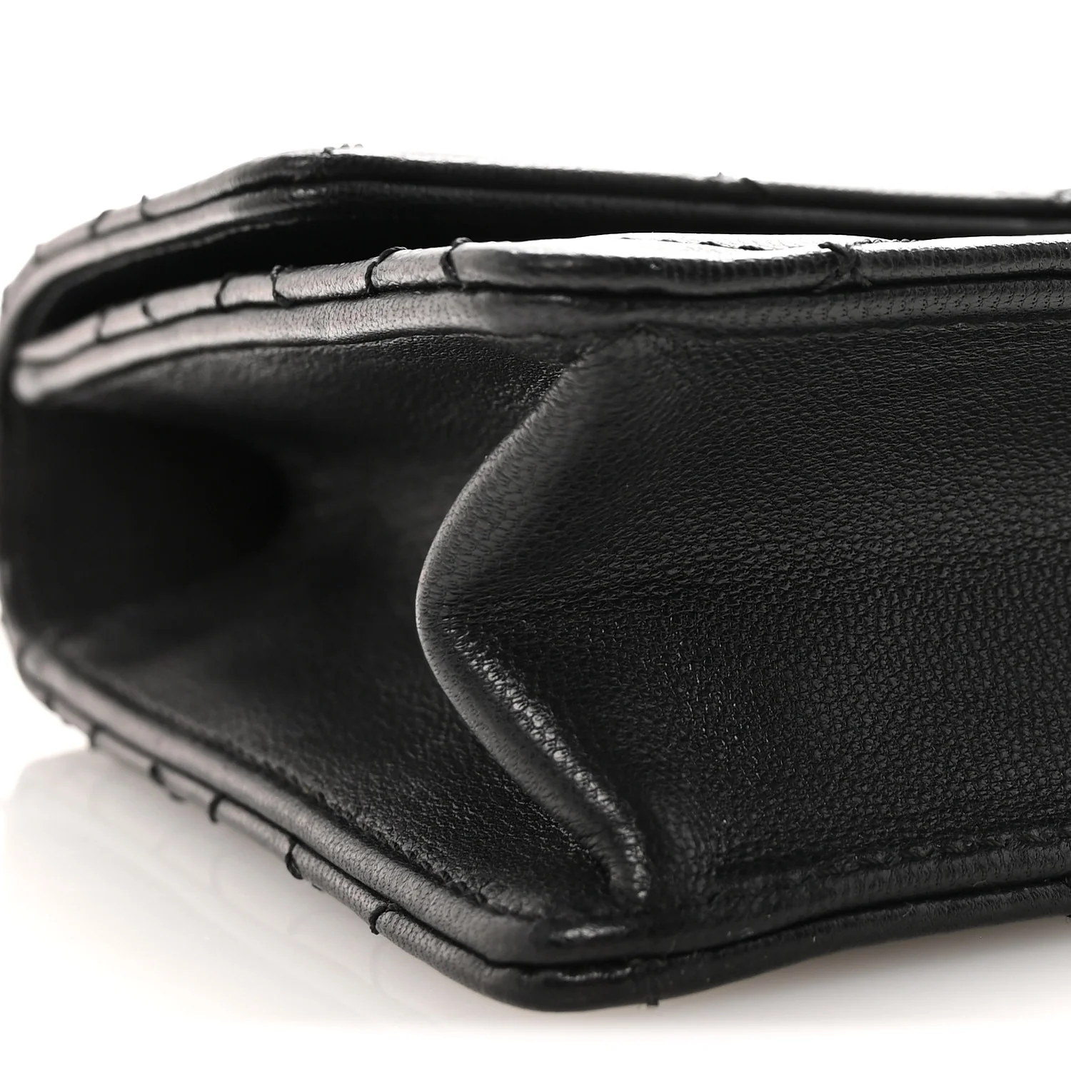 Goatskin Quilted Small Chic Pearls Flap Black - Image 9