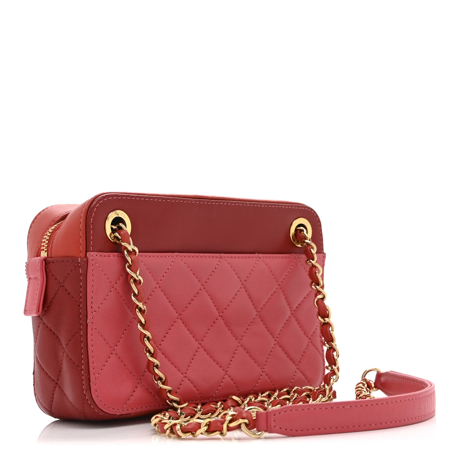 Goatskin Quilted Small In & Out Camera Case Pink Red - Image 3