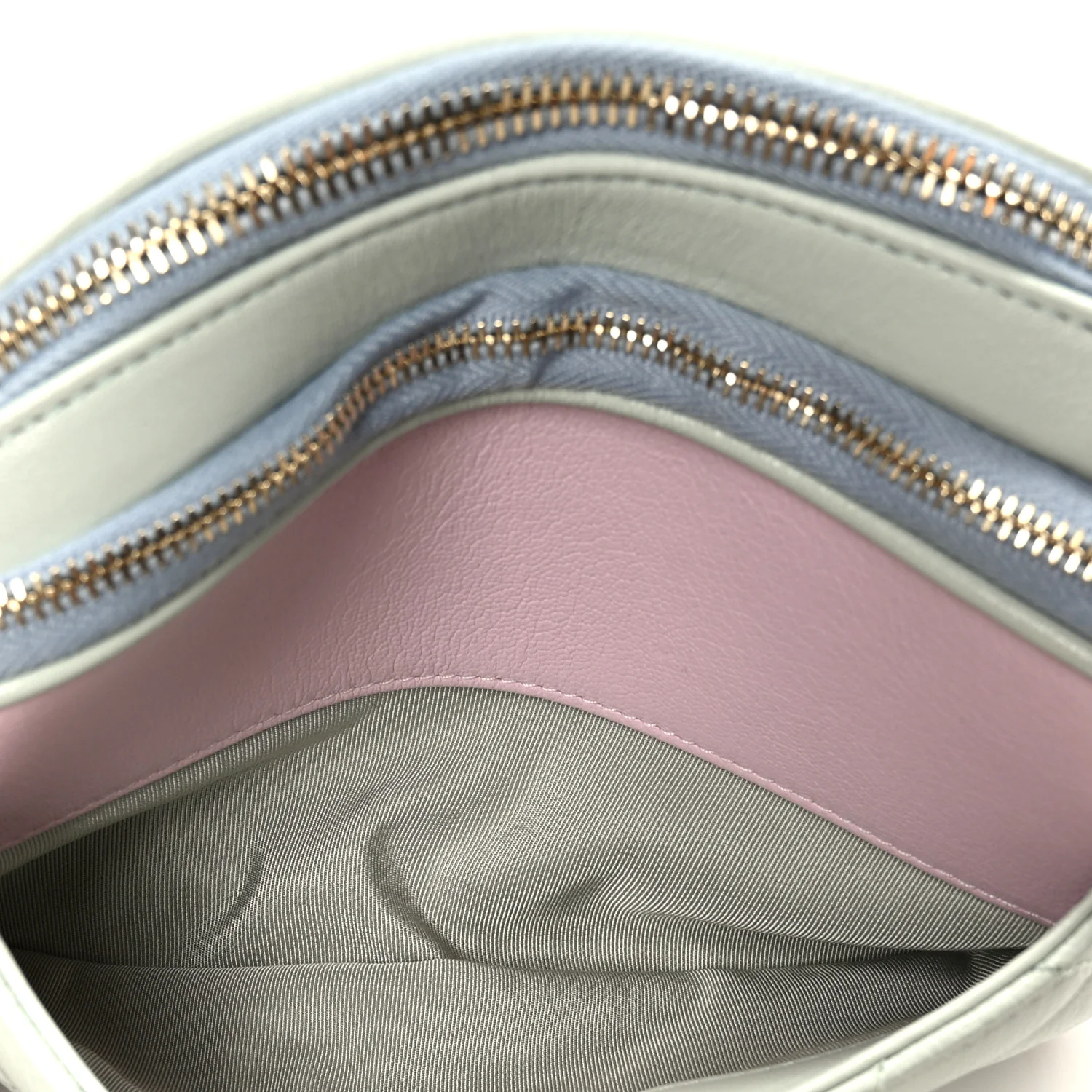 Goatskin Quilted Tri-Color In & Out Waist Bag Green Blue Pink - Image 7
