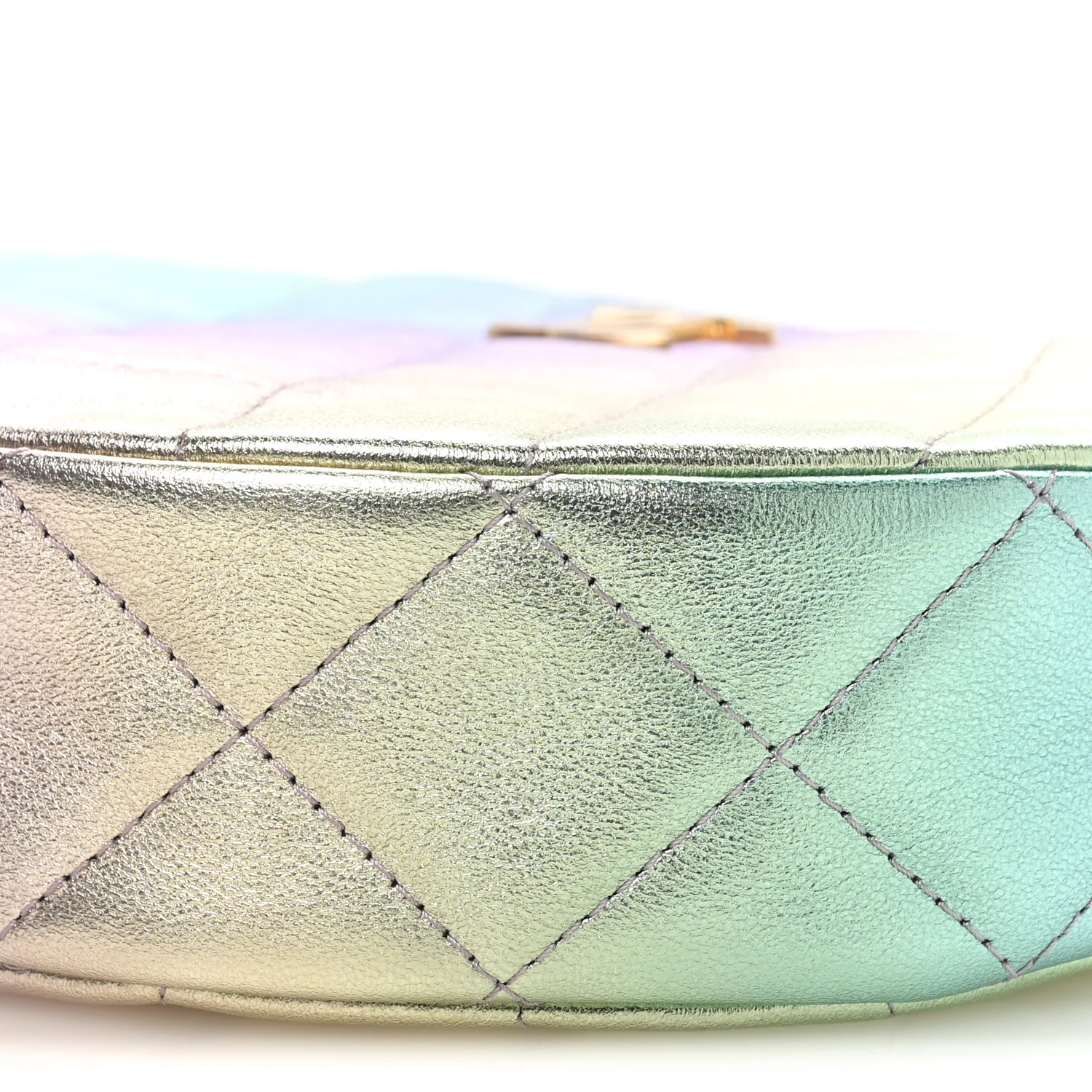 Gradient Metallic Lambskin Quilted Hobo Bag Pink Purple Green - Image 10