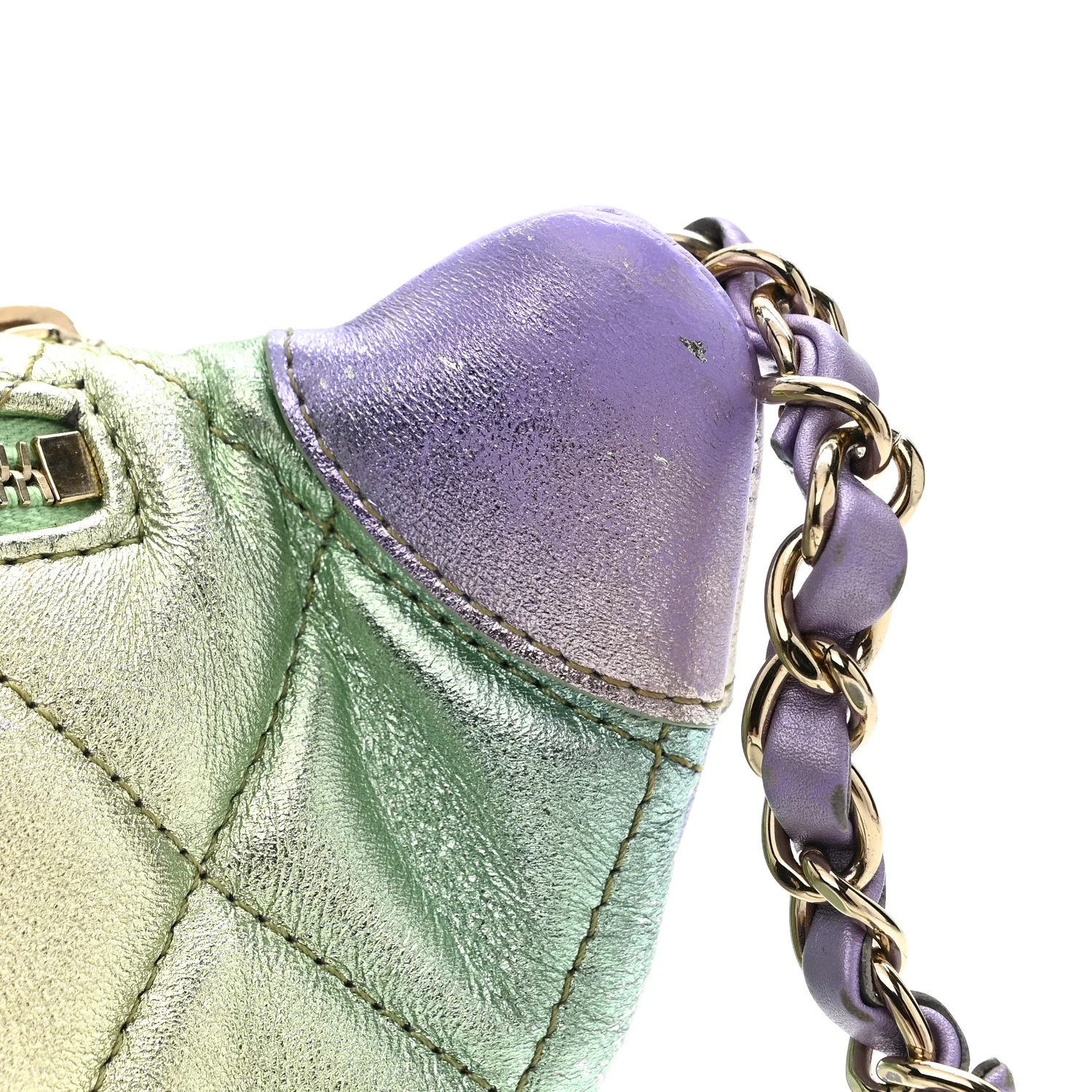 Gradient Metallic Lambskin Quilted Walking Mood Waist Bag Fanny Pack Pink Purple Green - Image 11