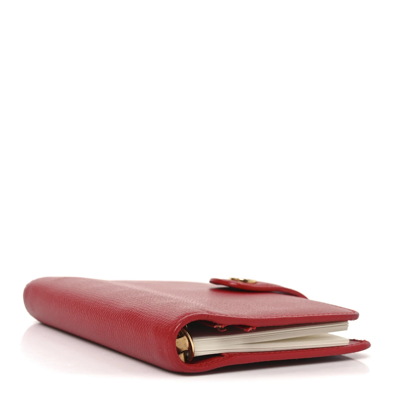 Grained Calfskin CC Button Pocket Agenda Cover Red - Image 4