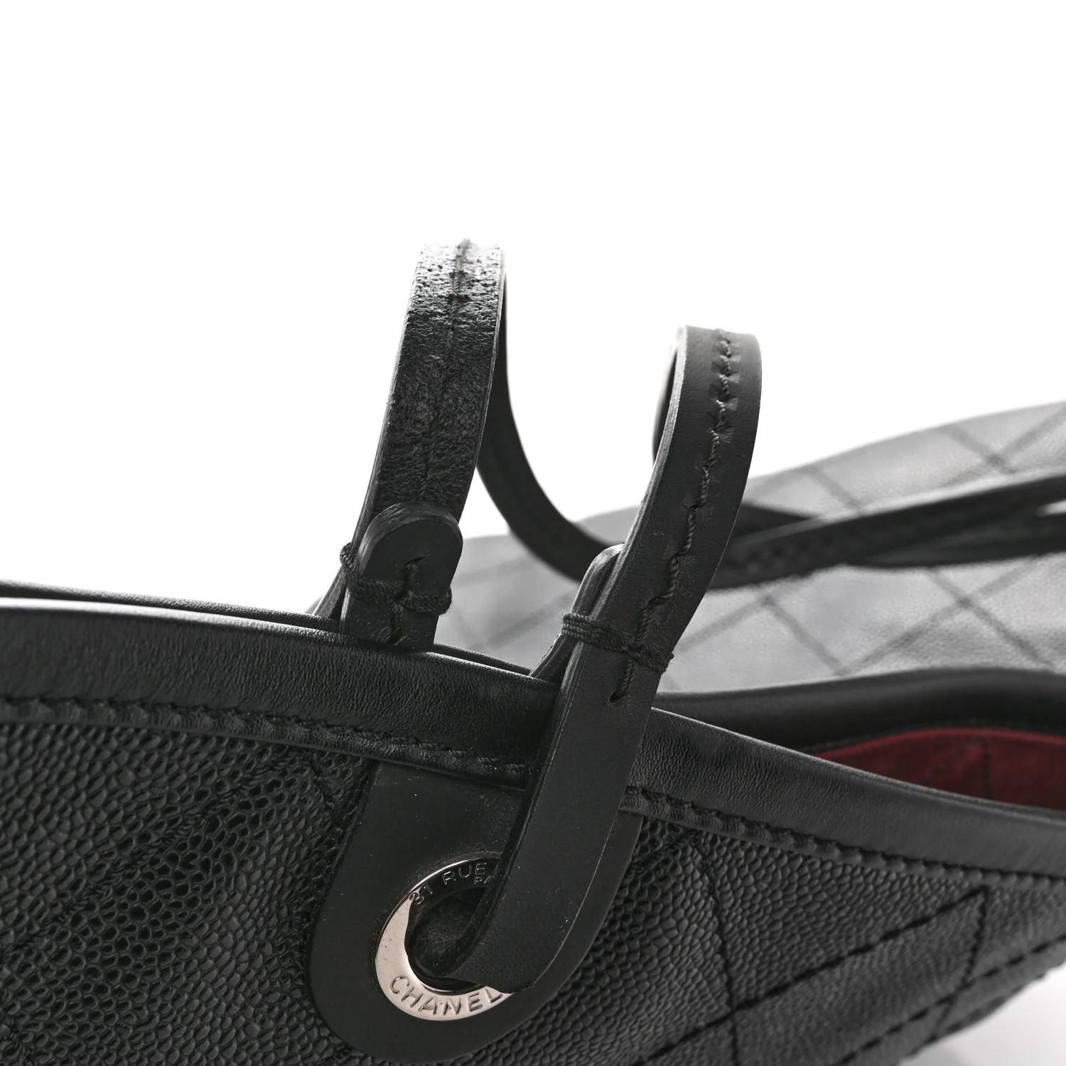 Grained Calfskin Large Shopping Fever Tote Black - Image 13