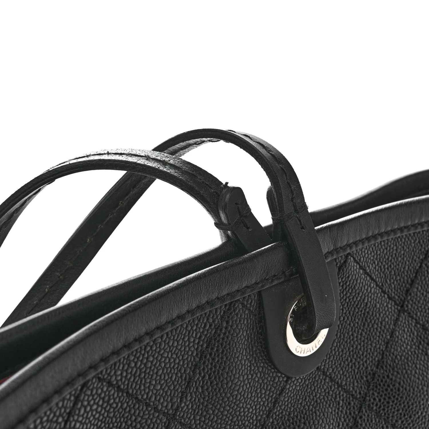 Grained Calfskin Large Shopping Fever Tote Black - Image 14