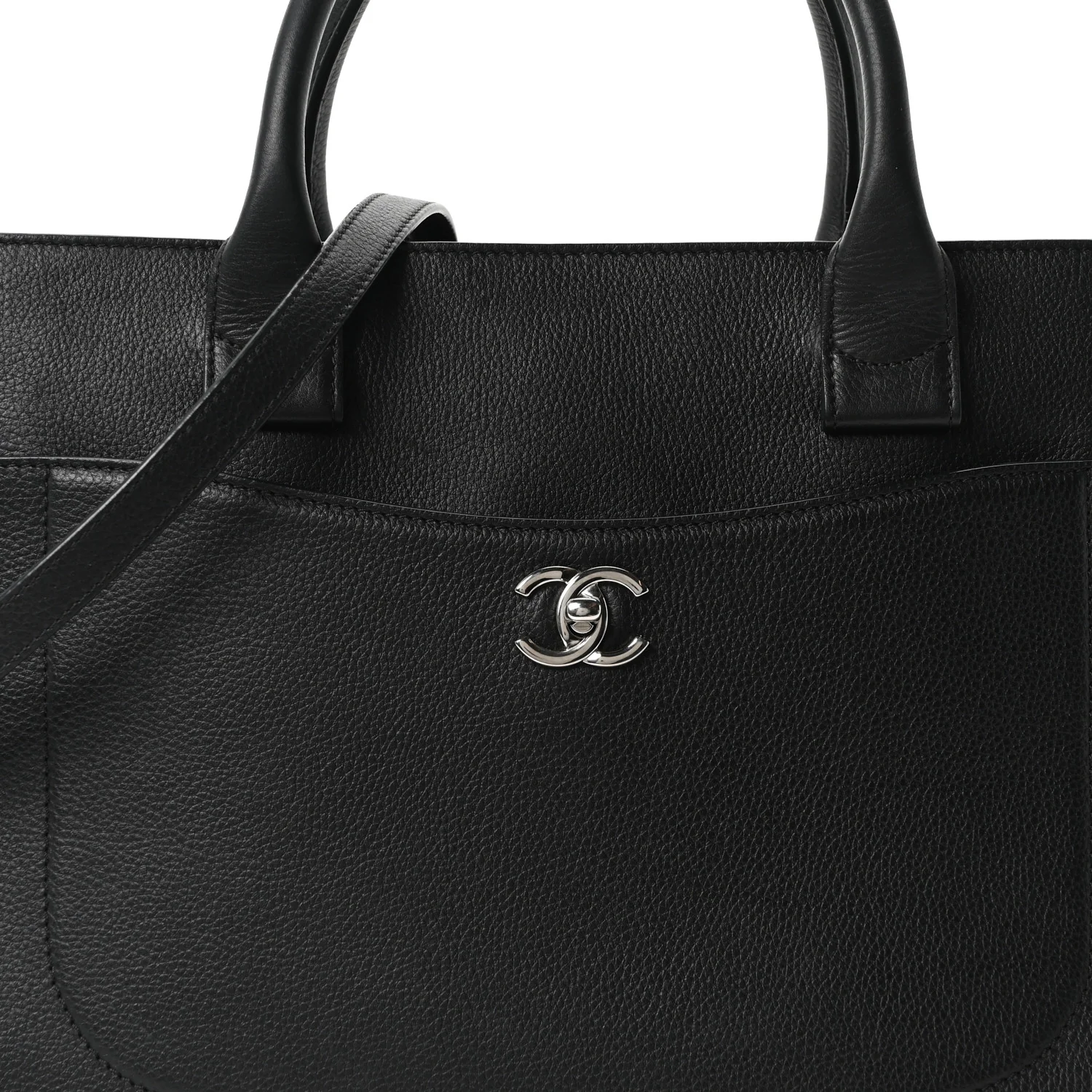 Grained Calfskin Medium Neo Executive Shopper Tote Black - Image 7