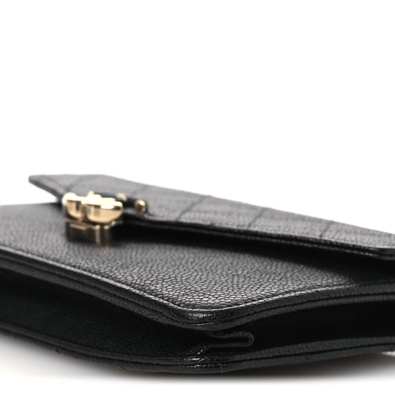 Grained Calfskin Quilted Cuba Wallet On Chain WOC Black - Image 11