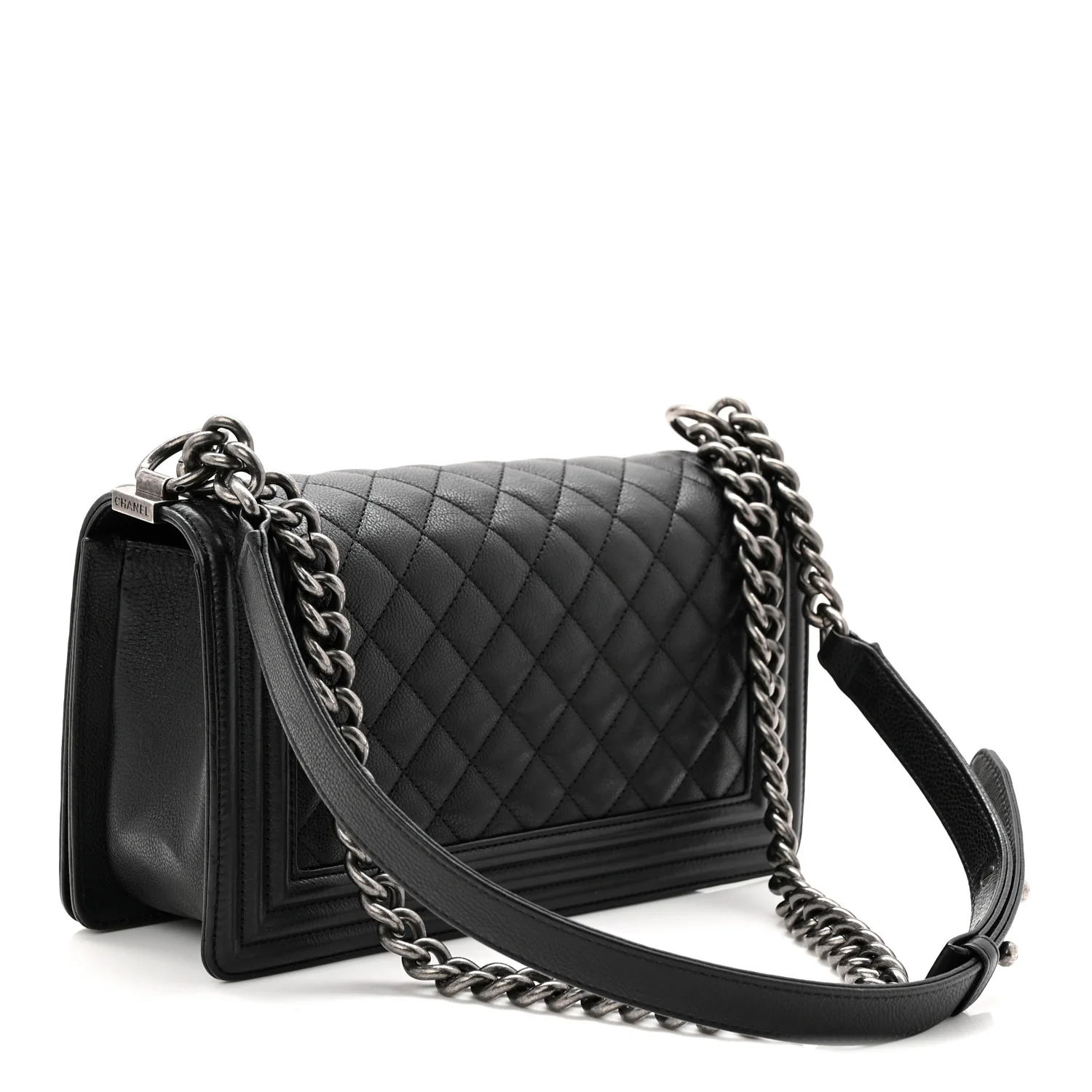 Grained Calfskin Quilted Medium Boy Flap Black - Image 3