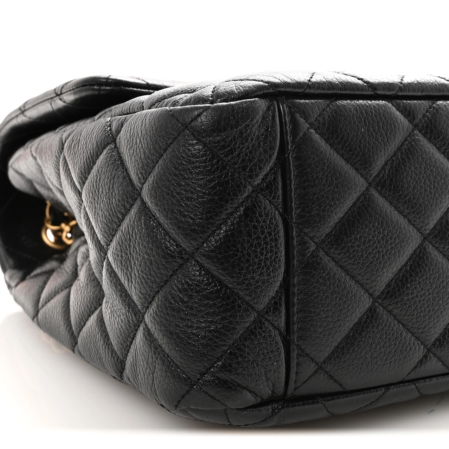 Grained Calfskin Quilted XXL Travel Flap Bag Black - Image 9