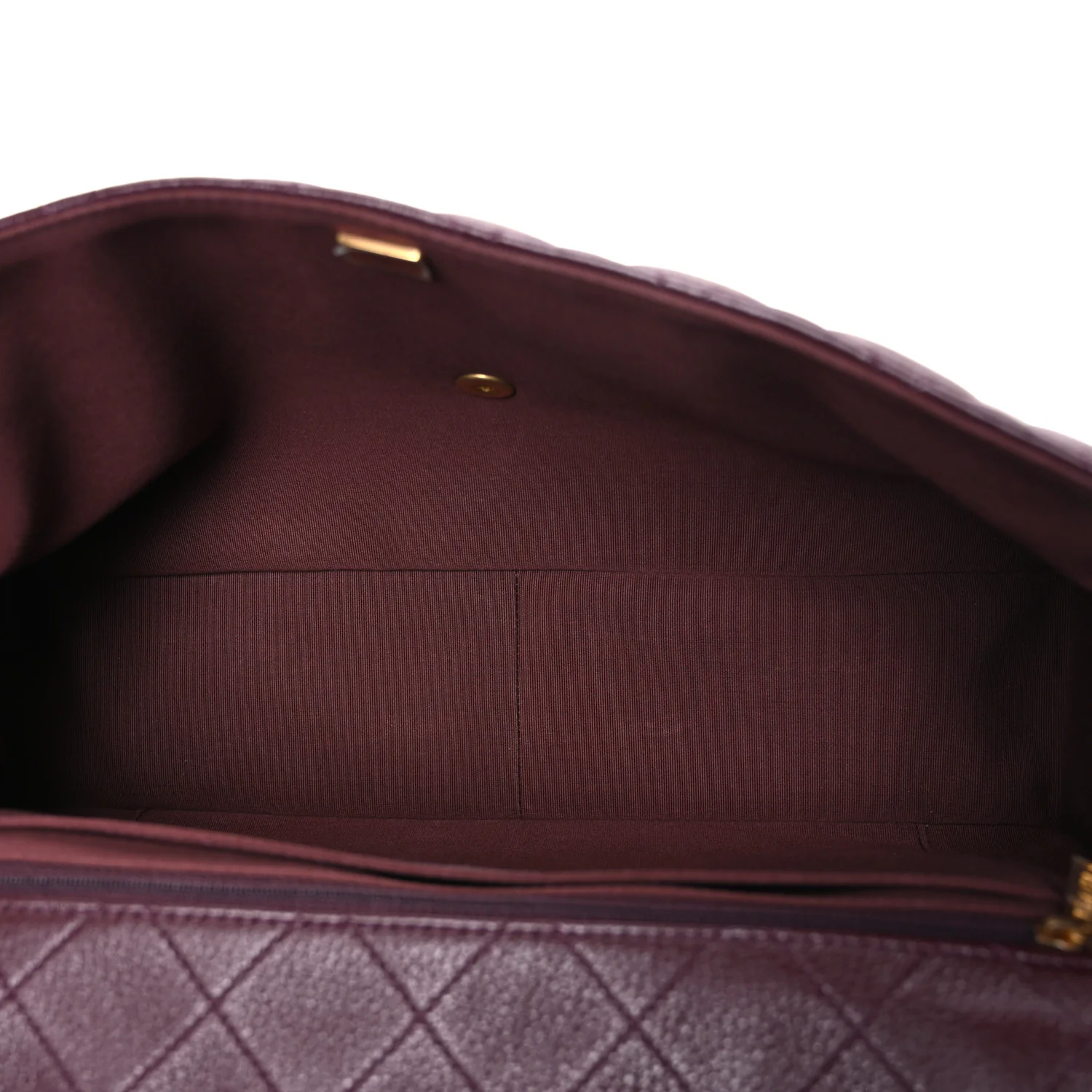 Grained Calfskin Quilted XXL Travel Flap Bag Burgundy - Image 5