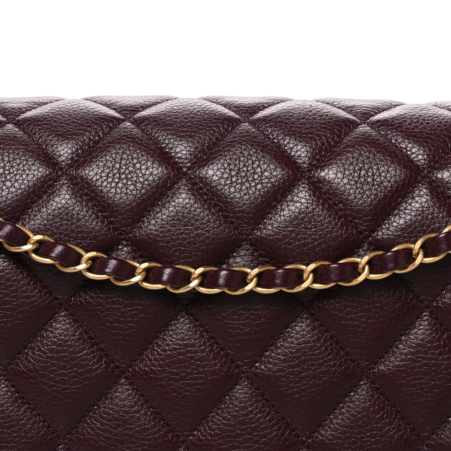 Grained Calfskin Quilted XXL Travel Flap Bag Burgundy - Image 8