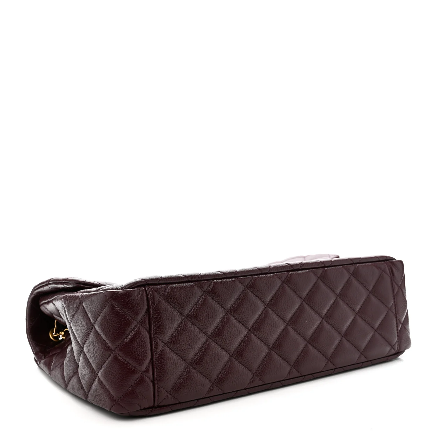 Grained Calfskin Quilted XXL Travel Flap Bag Burgundy - Image 4