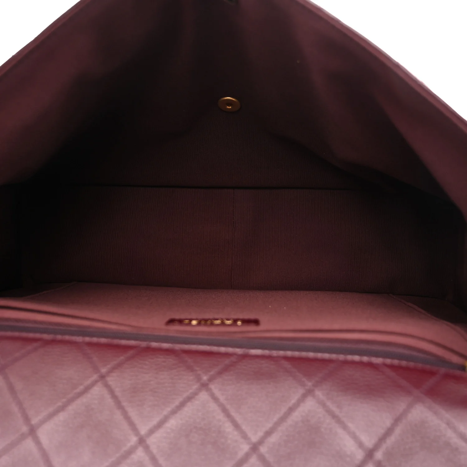 Grained Calfskin Quilted XXL Travel Flap Bag Burgundy - Image 5