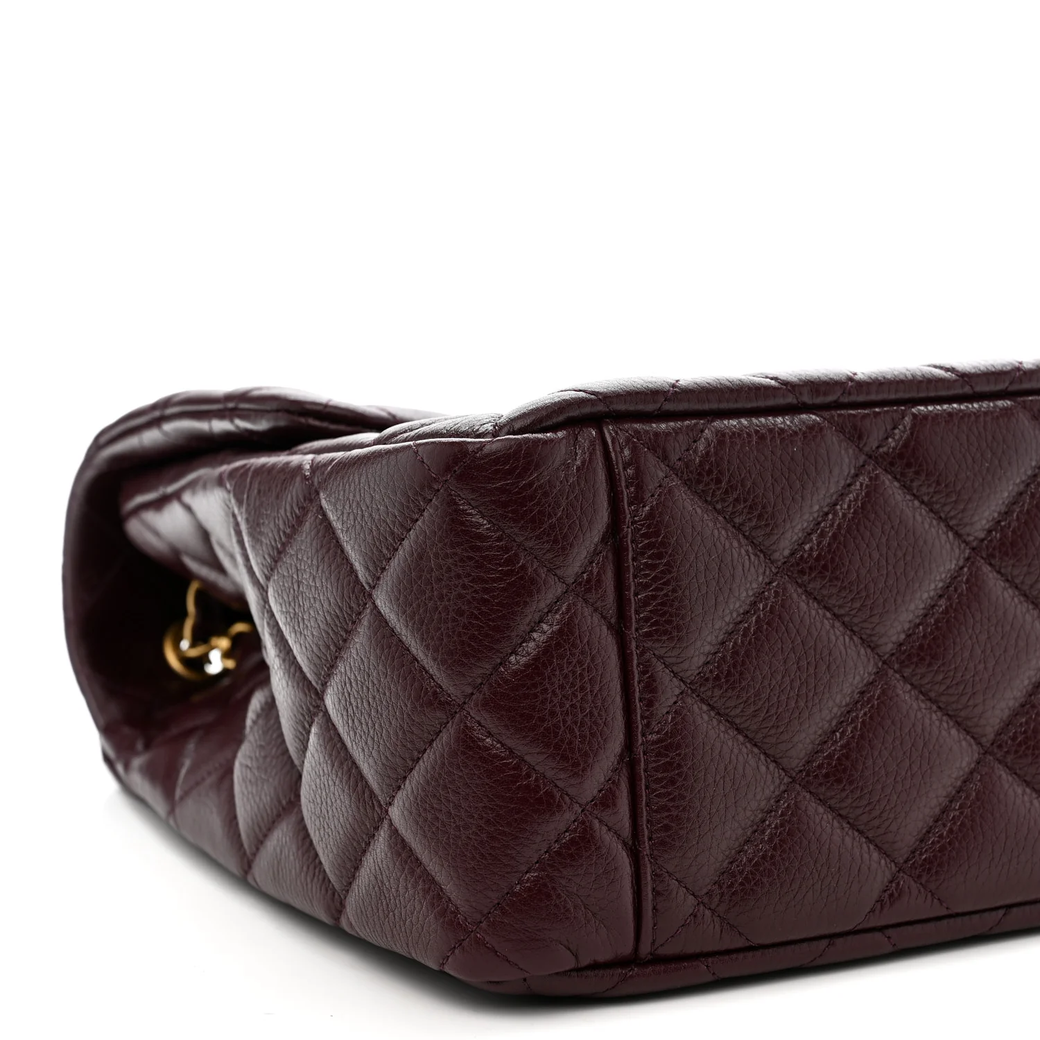 Grained Calfskin Quilted XXL Travel Flap Bag Burgundy - Image 9