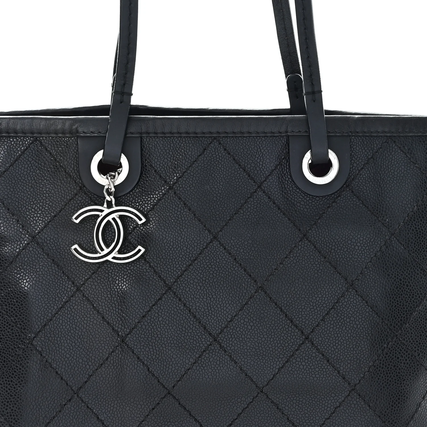 Grained Calfskin Shopping Fever Tote Black - Image 8
