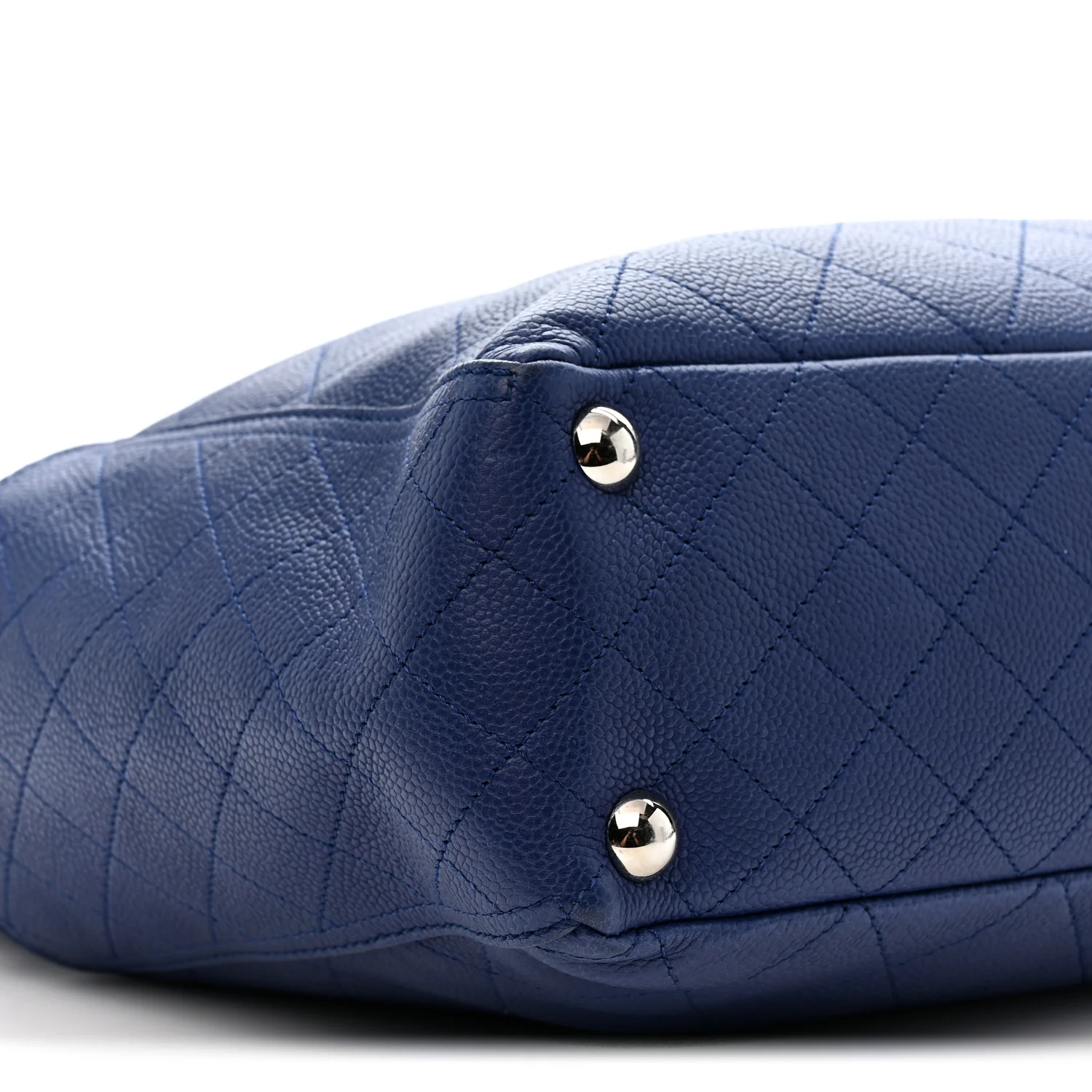 Grained Calfskin Stitched CC Pocket Tote Navy Blue - Image 9