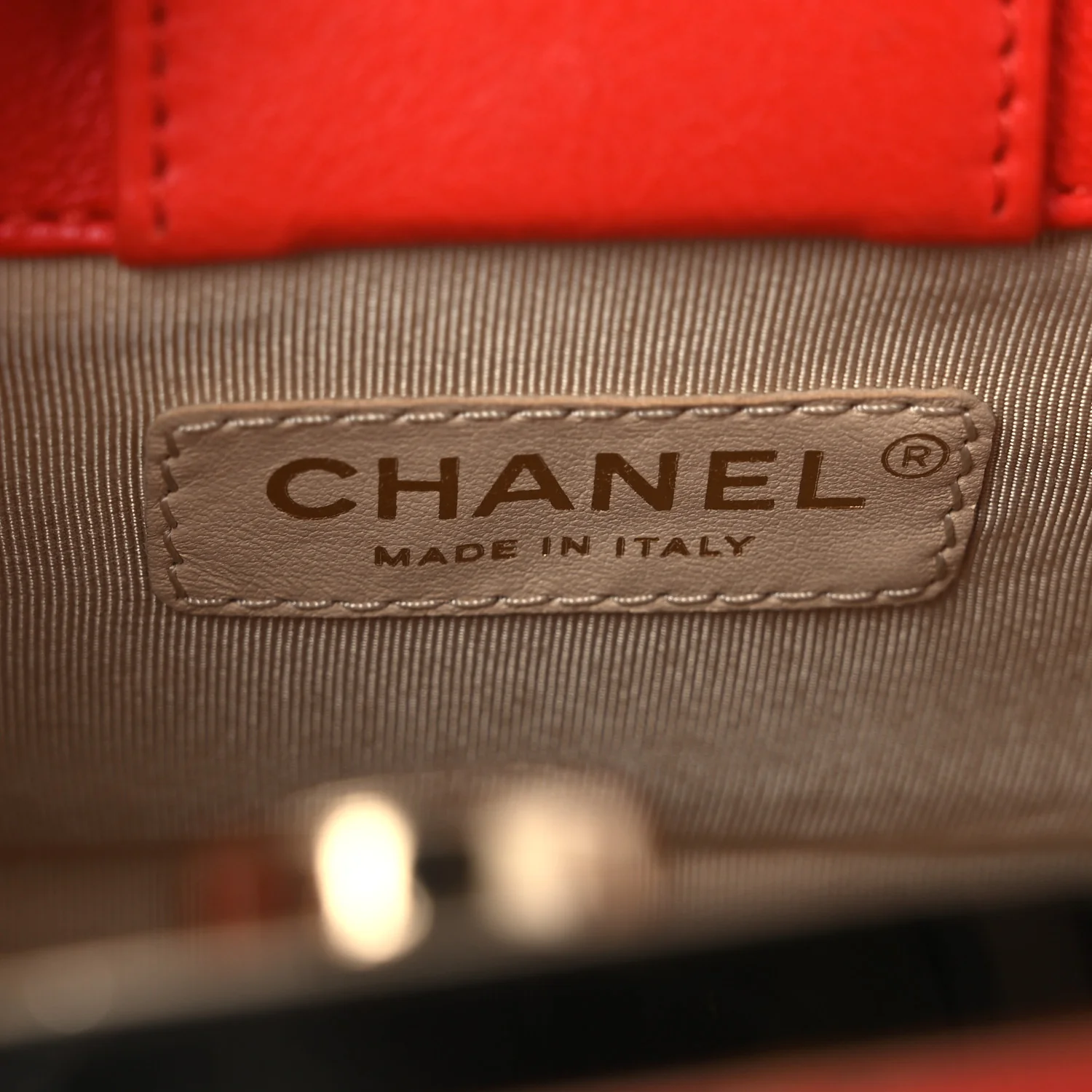 Grained Calfskin Stitched Mini Label Click Shopper Tote Red - Image 6